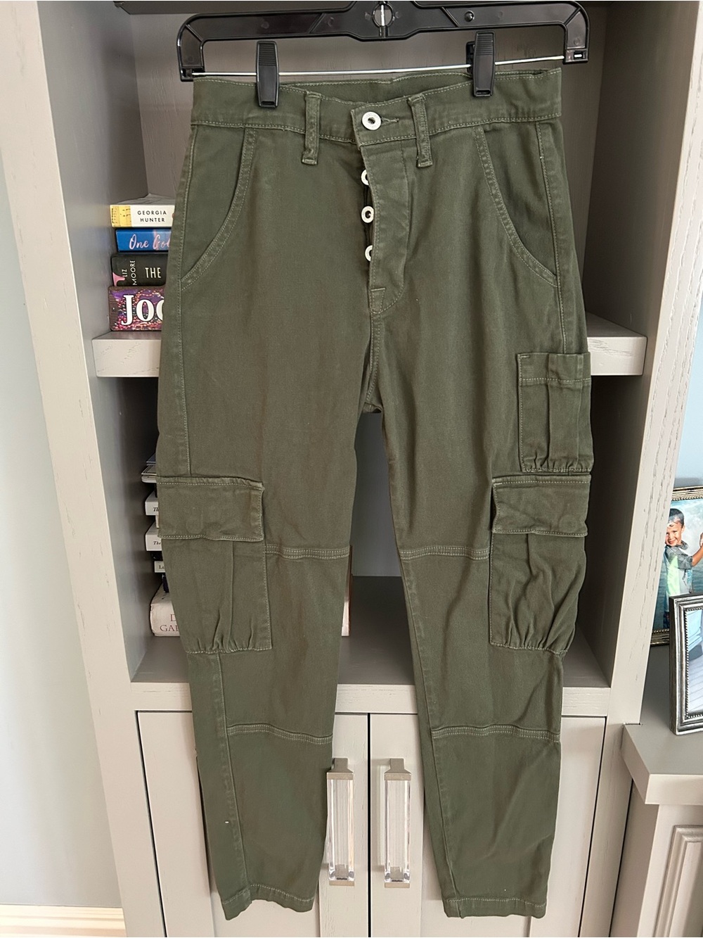 NSF Olive Green Skinny Cargo Pants for Women